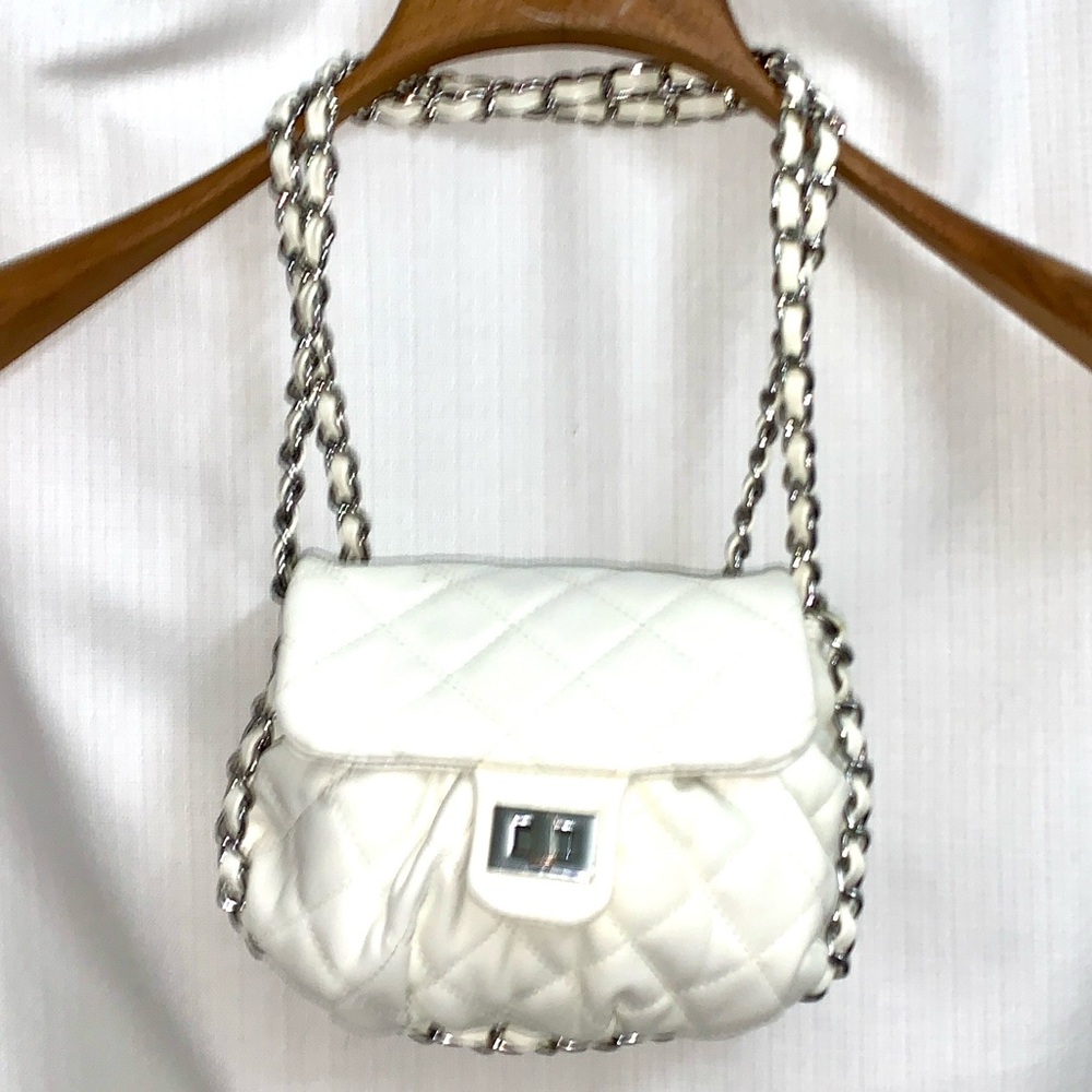 White Quilted Chain Around Crossbody Bag by Forever 21